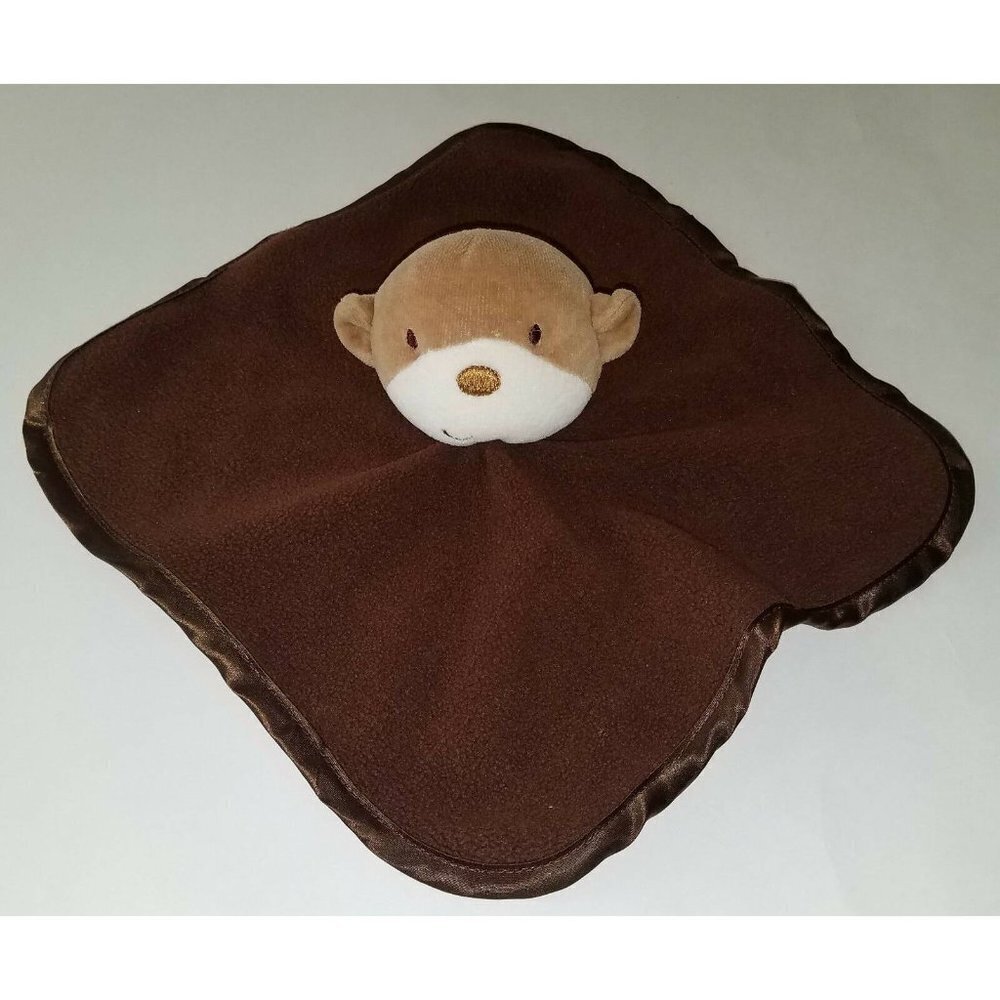 Just Born Brown Monkey Lovey Security Blanket Plush Toy 11" x 11"